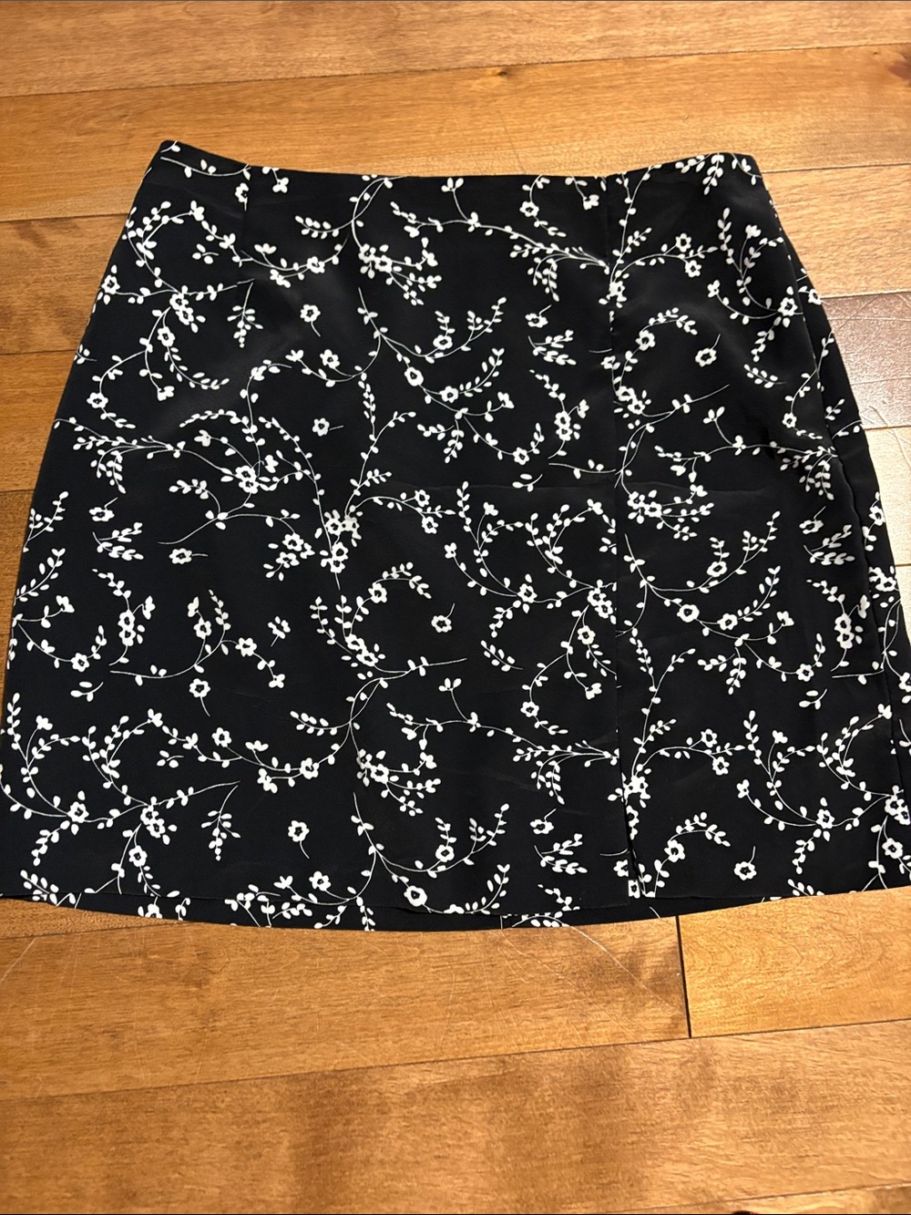Black Floral A-Line Skirt - Women's